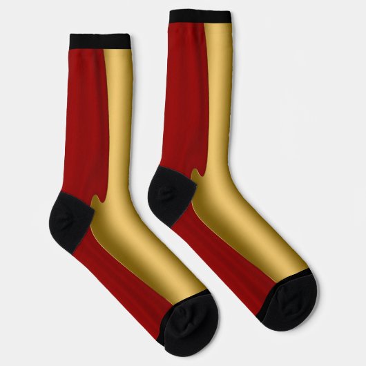 Shiny Golden Metallic Look on Dark Red Back Socken (Rechts)