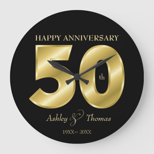 Shiny Golden Numbers Große Wanduhr (Vorderseite)