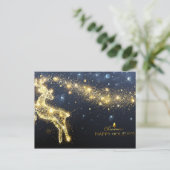 Shiny Golden Reindeer Frohe Weihnachtsfeiertage Postkarte (Stehend Vorderseite)