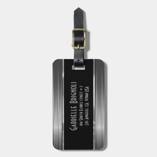 Shiny Gray Carbon Fibre Texture Gepäckanhänger (Vorderseite vertikal)