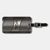 Shiny Gray Metallic Modern Geometric Design Gepäckanhänger (Vorderseite horizontal)