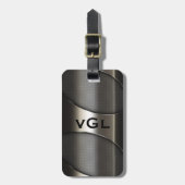 Shiny Gray Metallic Modern Geometric Design Gepäckanhänger (Vorderseite vertikal)