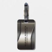 Shiny Gray Metallic Modern Geometric Design Gepäckanhänger (Rückseite vertikal)