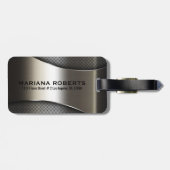 Shiny Gray Metallic Modern Geometric Design Gepäckanhänger (Rückseite horizontal)