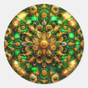 SHINY Green and Gold Christmas ~ Runder Aufkleber