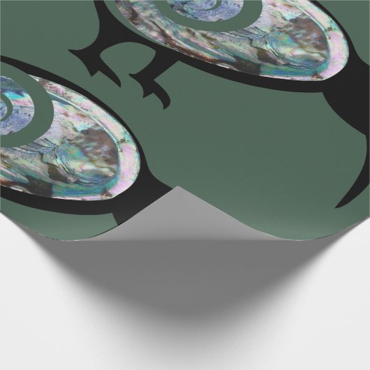 SHINY GREEN BLUE PAUA KIWI BIRD KORU NEW ZEALAND GESCHENKPAPIER (Ecke)