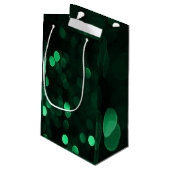 Shiny Green Christmas Lights Bokeh Frohe Weihnacht Kleine Geschenktüte (Rückseite Schrägansicht)