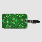 SHINY GREEN IRISH CELTIC KLEEBLATTS GEPÄCKANHÄNGER (Vorderseite (Horizontal))