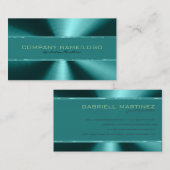 Shiny Green Metallic Design Stainless Steel Look Visitenkarte (Vorne/Hinten)