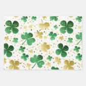 Shiny Green und Gold Kleeblatt Festivals Set 3 Geschenkpapier Set (Vorderseite)
