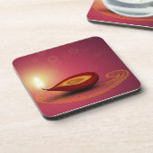 Shiny Happy Diwali Diya - Cork Untersetzer (Linke Seite)