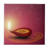 Shiny Happy Diwali Diya - Keramik Tile Fliese (Vorderseite)