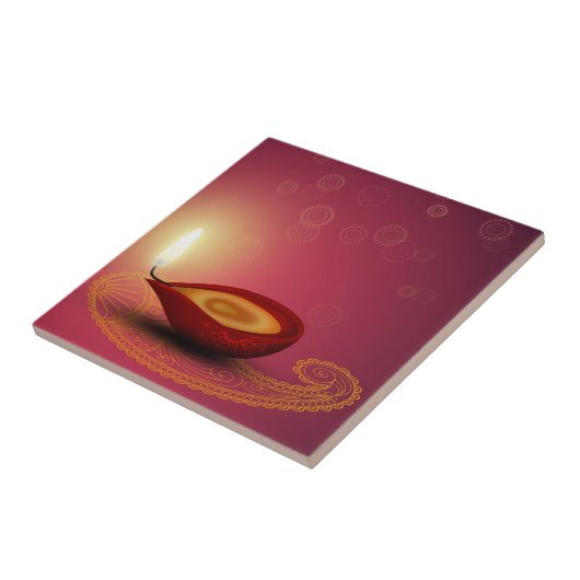 Shiny Happy Diwali Diya - Keramik Tile Fliese (Seite)
