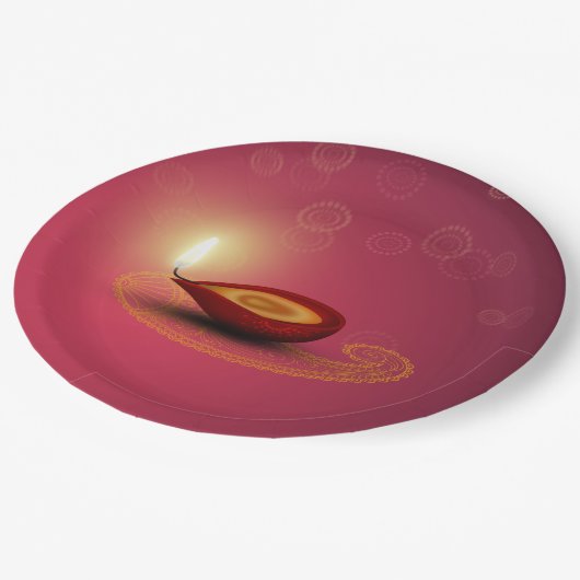 Shiny Happy Diwali Diya - Papierplatte Pappteller (Schrägansicht)