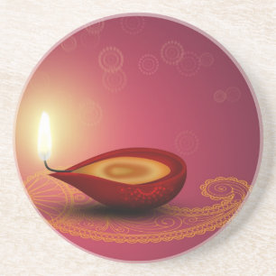Shiny Happy Diwali Diya - Sandstone Untersetzer