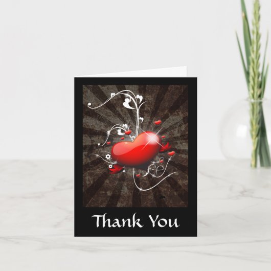 Shiny Heart mit Wirblem Grunge Hintergrund Dankeskarte (Vorderseite)