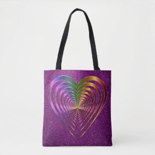 Shiny Hearts Within a Heart Lila Imitats Glitzer Tasche