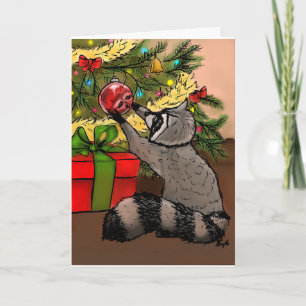 Shiny Holiday Raccoon Feiertagskarte