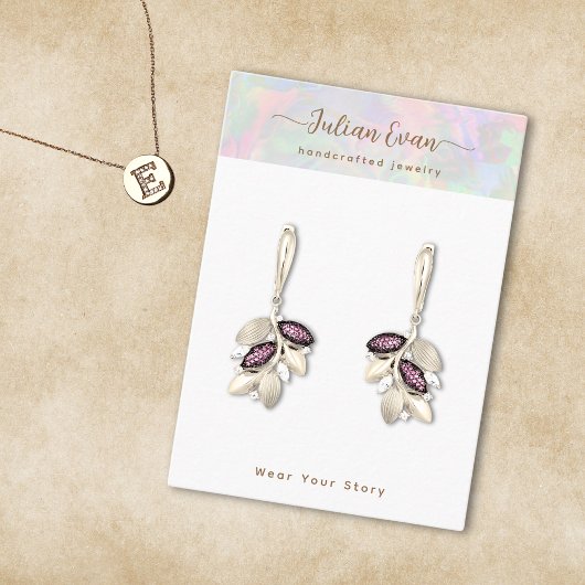 Shiny Holographic Aura Opal Stone Juwelier Display Visitenkarte