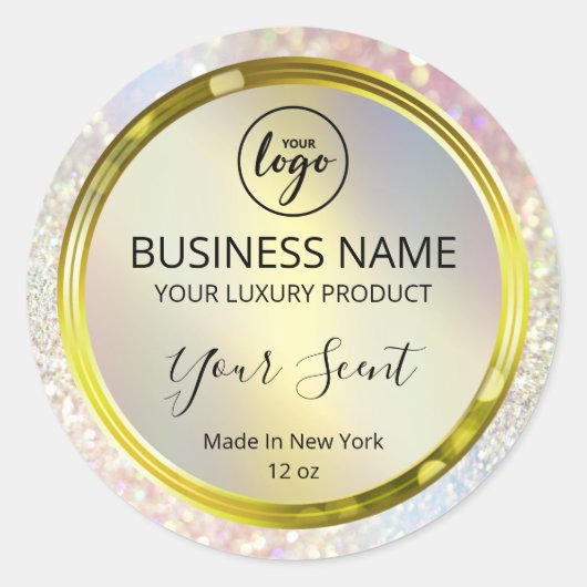 Shiny Holographic Glitzern Product Labels Runder Aufkleber (Vorderseite)