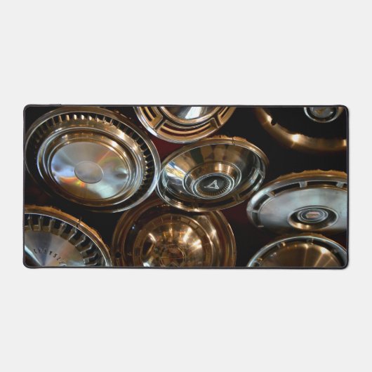 Shiny Hubcaps Art Garage Man Cave Desk Mat Pad Schreibtischunterlage (Vorderseite)