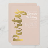 Shiny Imitate Gold Foil Beige JEDE ALTER Geburtsta Einladung (Vorne/Hinten)