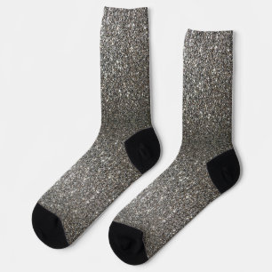 Shiny Imitate Shimmer Bright Silver Glitzer Textur Socken