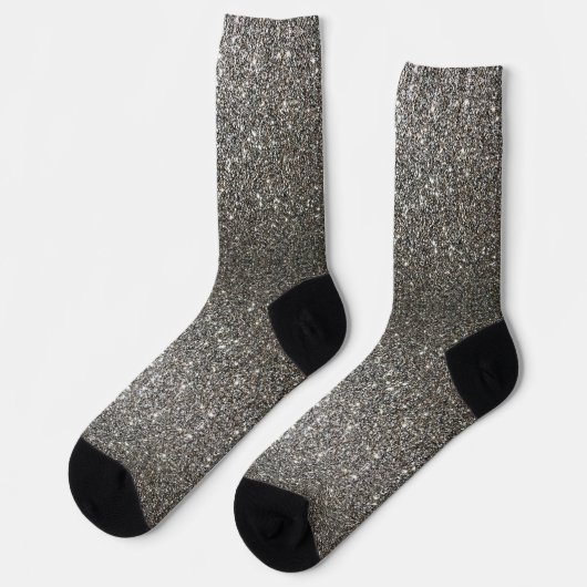 Shiny Imitate Shimmer Bright Silver Glitzer Textur Socken (Linkes Detail)