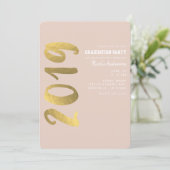 Shiny Imitats Gold Foil Beige Glam 2019 Abschluss Einladung (Stehend Vorderseite)