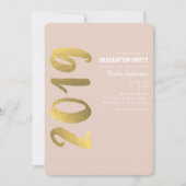 Shiny Imitats Gold Foil Beige Glam 2019 Abschluss Einladung (Vorderseite)