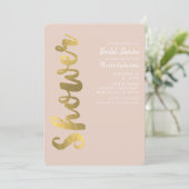 Shiny Imitats Gold Foil Beige Glam Brautparty Einladung (Stehend Vorderseite)