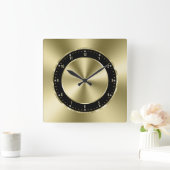 Shiny Imitats Gold Tones aus Edelstahl Quadratische Wanduhr (Zuhause)