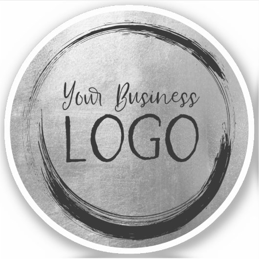 Shiny Imitats Silver Grey Foil Circle Logo Aufkleber (Vorderseite)