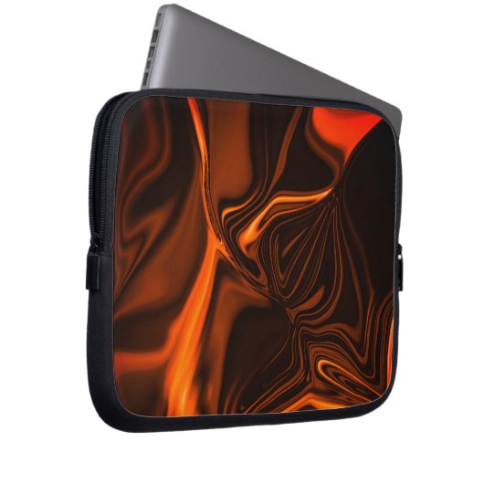 Shiny Korallen gekrümmte Wellen über dunklen Fonds Laptopschutzhülle (Vorne Rechts)