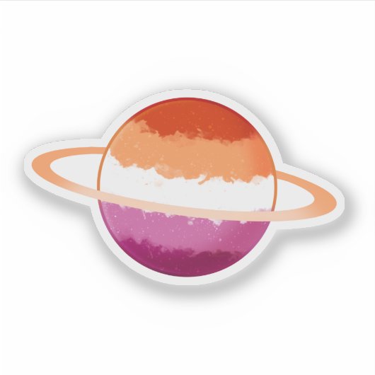 Shiny Lesbian Planet mit Rings Aufkleber (Vorderseite)