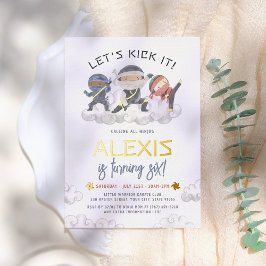 Shiny Let's Kick It Ninja Martial Arts Geburtstag Folieneinladung