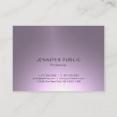 Shiny Lila Elite Glam Design Luxus Beruflich Visitenkarte (Rückseite)