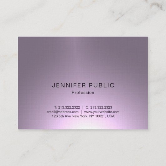 Shiny Lila Elite Glam Design Luxus Beruflich Visitenkarte (Rückseite)