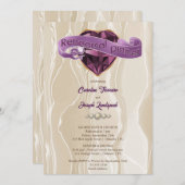 Shiny Lila Heart Gem & Silk Probe Dinner Einladung (Vorne/Hinten)