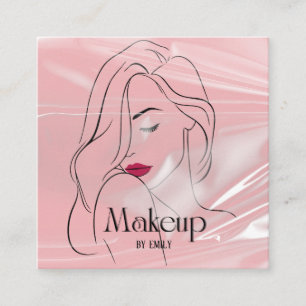 Shiny Line Art Make up Artist Quadratische Visitenkarte
