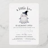 Shiny Little Boo Halloween Girl Baby Dusche Folieneinladung (Vorderseite)