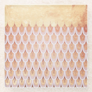 Shiny Lmon Pink Glitzer Meerjungfrau Fischskala Glasuntersetzer