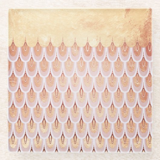 Shiny Lmon Pink Glitzer Meerjungfrau Fischskala Glasuntersetzer (Vorderseite)