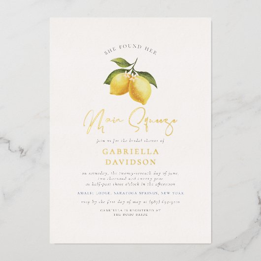 Shiny Main Squeeze Modernes Brautparty Folieneinladung (Vorderseite)