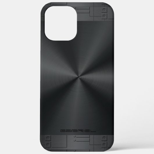 Shiny Metallic Black Geometric Accents Case-Mate iPhone Hülle (Rückseite)