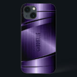Shiny Metallic Dark Blue Brushed Aluminium Look iPhone 13 Hülle<br><div class="desc">Schlichte dunkelblaue Farbtöne metallisches Design gebürstetes Aluminium-Look. Benutzerdefiniertes und optionales Monogramm Cooles männliches Design. Verfügbar über andere Produkte</div>