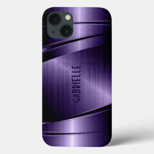 Shiny Metallic Dark Blue Brushed Aluminium Look iPhone 13 Hülle