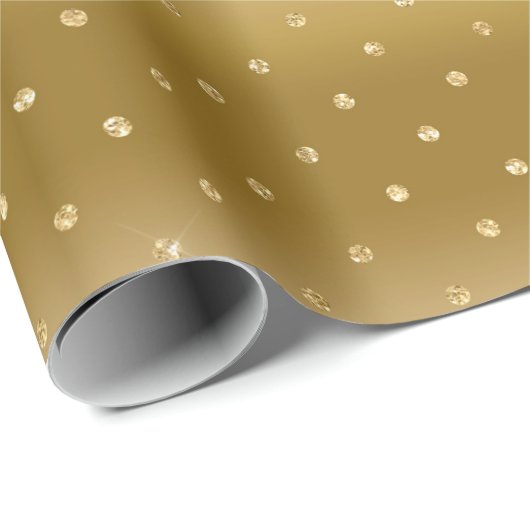 Shiny Metallic Gold Polka Dots Geschenkpapier (Rolleneckpunkt)