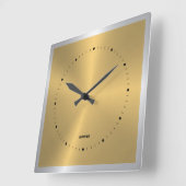 Shiny Metallic Gold Silve Accent Square Wall Clock Quadratische Wanduhr (Winkel)