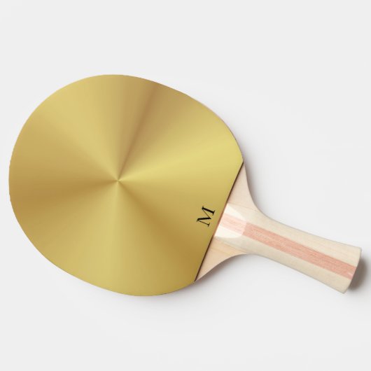 Shiny Metallic Gold Textur Monogram Tischtennis Schläger (Seitenansicht)